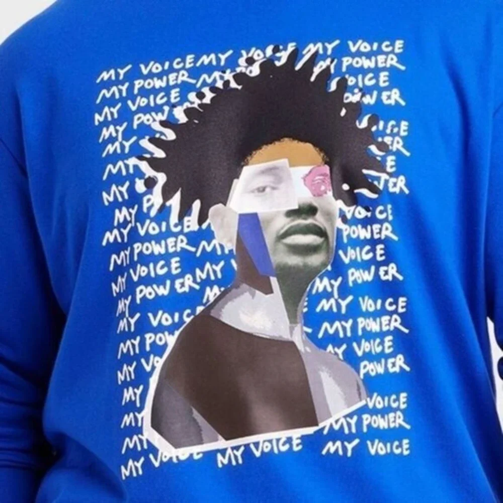 My Voice, My Power Royal Blue Graphic Pullover Sweatshirt Blue‎ size XXL